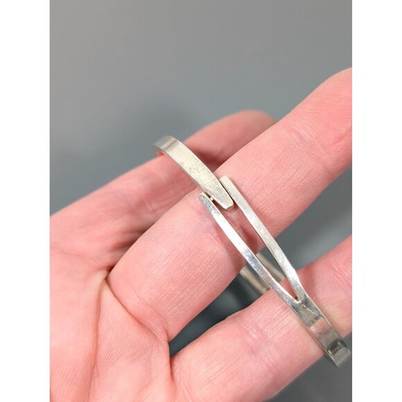 Mexico 925 Silver Modernist Hinge Bangle Bracelet 7" 15.98g - Picture 10 of 14